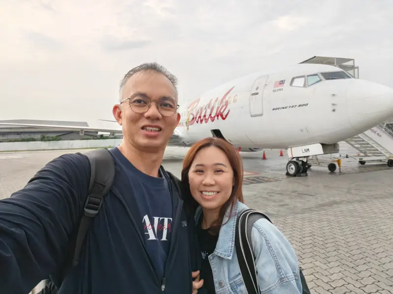 Pastor Jony and Soojin on the airport tarmac before a mission trip