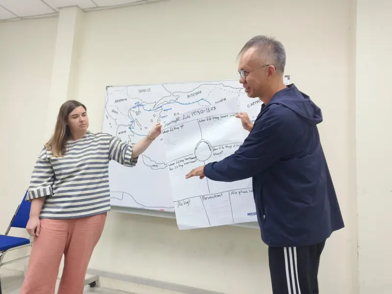 Planning a disciple-making strategy on a whiteboard